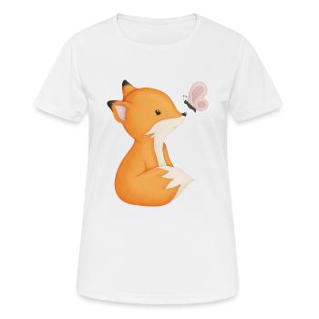 niedlicher Fuchs mit Schmetterling - Frauen T-Shirt atmungsaktiv - Weiß - Vorne - AI Model Female 172 dark (172cm)