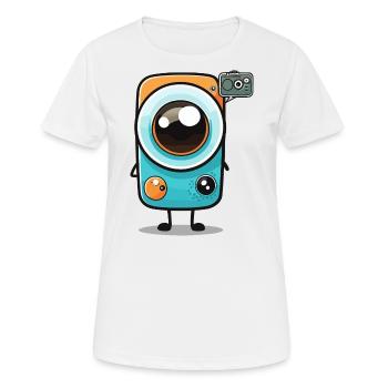 Der mobile Fotograf - Frauen T-Shirt atmungsaktiv - Weiß - Vorne - AI Model Female 172 dark (172cm)