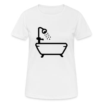 Badewanne - Dusche - Line - Frauen T-Shirt atmungsaktiv - Weiß - Vorne - AI Model Female 172 dark (172cm)