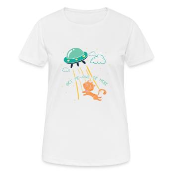 Ufo alien cat abduction - Women's Breathable T-Shirt - white - Front - AI Model Female 172 dark (172cm)