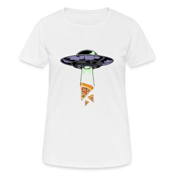 Ufo Alien Pizza Abduction - Women's Breathable T-Shirt - white - Front - AI Model Female 172 dark (172cm)