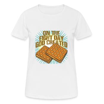 On the Eight Day God created Waffles - Women's Breathable T-Shirt - white - Front - AI Model Female 172 dark (172cm)