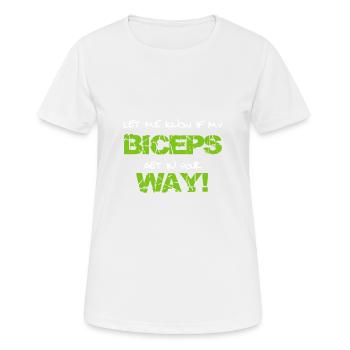 Fitness - Frauen T-Shirt atmungsaktiv - Weiß - Vorne - AI Model Female 172 dark (172cm)