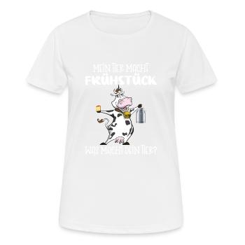 Agriculteur chemise fermier fermier vaches - T-shirt respirant Femme - blanc - Devant - AI Model Female 172 dark (172cm)