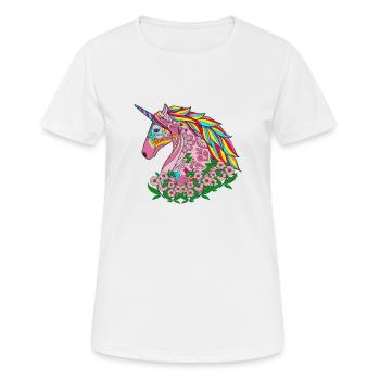 Mandala Einhorn - Frauen T-Shirt atmungsaktiv - Weiß - Vorne - AI Model Female 172 dark (172cm)
