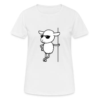 Schaf mit Sonnebrille Cooler Schafbock - Frauen T-Shirt atmungsaktiv - Weiß - Vorne - AI Model Female 172 dark (172cm)