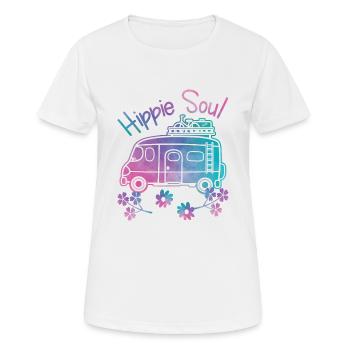 Hippie Soul Watercolor Hippie Camper Geschenk - Frauen T-Shirt atmungsaktiv - Weiß - Vorne - AI Model Female 172 dark (172cm)
