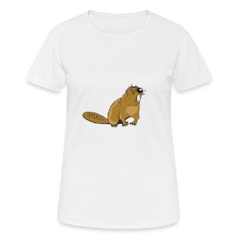Beaver Bieber cadeau de rongeur rat musqué enfants - T-shirt respirant Femme - blanc - Devant - AI Model Female 172 dark (172cm)