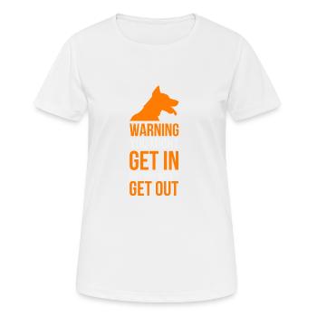 Warning about the dog! Attention! Attention! saying - Women's Breathable T-Shirt - white - Front - AI Model Female 172 dark (172cm)