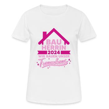 Bauherrin 2024 Spruch Baustelle Hausbau Eigenheim - Frauen T-Shirt atmungsaktiv - Weiß - Vorne - AI Model Female 172 dark (172cm)