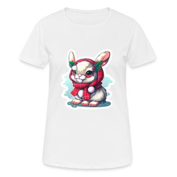 Lapin de Noël avec chapeau et foulard - T-shirt respirant Femme - blanc - Devant - AI Model Female 172 dark (172cm)