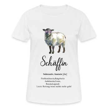 Chefin Schäffin Schaf Lustige Sprüche Humor - Frauen T-Shirt atmungsaktiv - Weiß - Vorne - AI Model Female 172 dark (172cm)