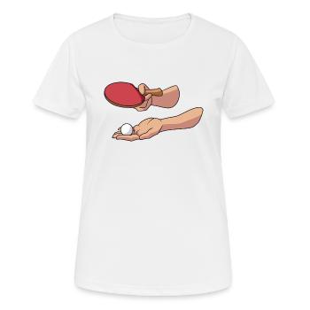 Aufschlag Tischtennisball Tischtennisspieler - Frauen T-Shirt atmungsaktiv - Weiß - Vorne - AI Model Female 172 dark (172cm)