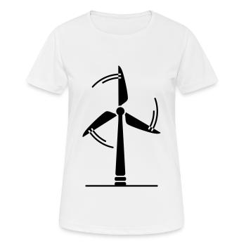 Wind turbine silhouette - Women's Breathable T-Shirt - white - Front - AI Model Female 172 dark (172cm)