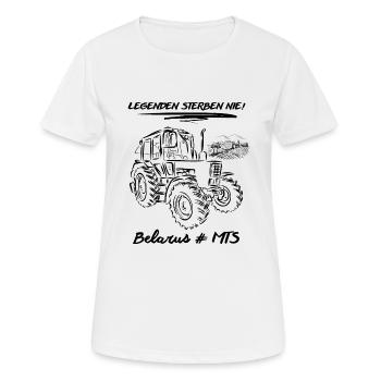 Belarus # MTS / DDR Landmaschinen - Frauen T-Shirt atmungsaktiv - Weiß - Vorne - AI Model Female 172 dark (172cm)