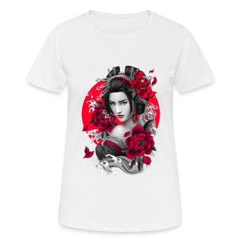 Japanese Geisha Art - Women's Breathable T-Shirt - white - Front - AI Model Female 172 dark (172cm)