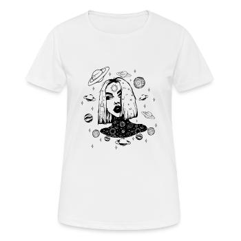 Space Dark Girl - Frauen T-Shirt atmungsaktiv - Weiß - Vorne - AI Model Female 172 dark (172cm)