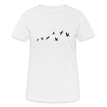 Oiseaux migrateurs Oiseau volant vers le sud Hiver - T-shirt respirant Femme - blanc - Devant - AI Model Female 172 dark (172cm)