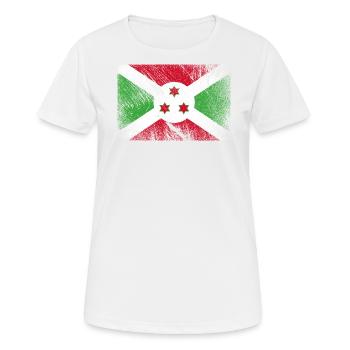 Burundi Flagge - Vintage Grunge - Frauen T-Shirt atmungsaktiv - Weiß - Vorne - AI Model Female 172 dark (172cm)