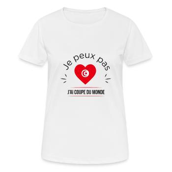 J'peux pas j'ai mondial Tunisie - T-shirt respirant Femme - blanc - Devant - AI Model Female 172 dark (172cm)