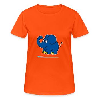 Der Elefant - stehend - Frauen T-Shirt atmungsaktiv - Neonorange - Vorne - AI Model Female 172 dark (172cm)