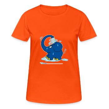 The elephant showers with a trunk - Women's Breathable T-Shirt - neon orange - Front - AI Model Female 172 dark (172cm)