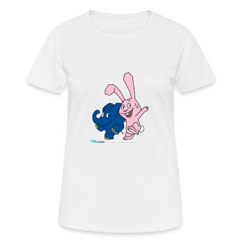 Sauts d’éléphants et de lapins - T-shirt respirant Femme - blanc - Devant - AI Model Female 172 dark (172cm)