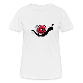 Rennende Schnecke - Frauen T-Shirt atmungsaktiv - Weiß - Vorne - AI Model Female 172 dark (172cm)