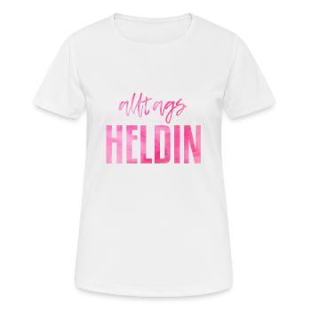 Alltags Heldin - Frauen T-Shirt atmungsaktiv - Weiß - Vorne - AI Model Female 172 dark (172cm)