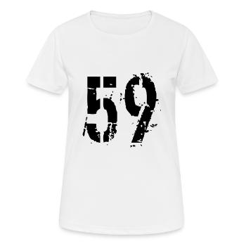 Nummer 59 - Frauen T-Shirt atmungsaktiv - Weiß - Vorne - AI Model Female 172 dark (172cm)
