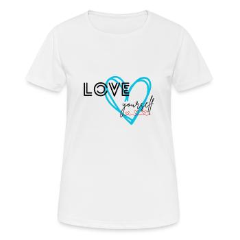 LOVE HERZ - Frauen T-Shirt atmungsaktiv - Weiß - Vorne - AI Model Female 172 dark (172cm)
