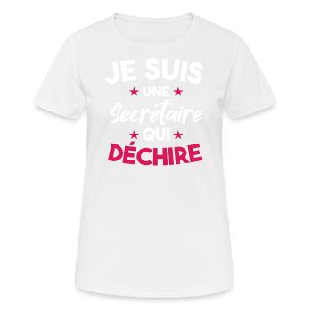 Je Suis Une Secrétaire Qui Déchire - T-shirt respirant Femme - blanc - Devant - AI Model Female 172 dark (172cm)