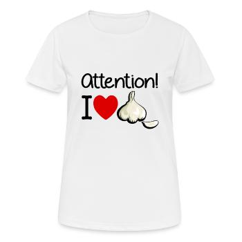 Knoblauch Achtung Kochen Geruch Geschenk - Frauen T-Shirt atmungsaktiv - Weiß - Vorne - AI Model Female 172 dark (172cm)