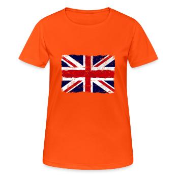 Union Jack - UK Flag - Frauen T-Shirt atmungsaktiv - Neonorange - Vorne - AI Model Female 172 dark (172cm)