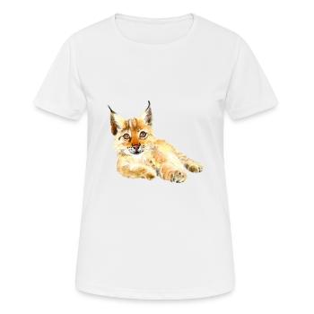 Kleiner Luchs fläzt - Frauen T-Shirt atmungsaktiv - Weiß - Vorne - AI Model Female 172 dark (172cm)