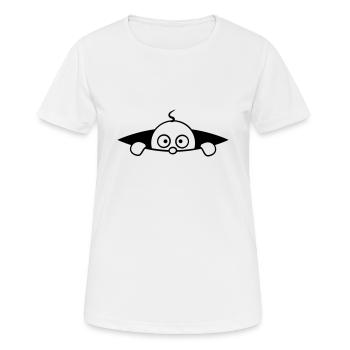 Lit de bébé sur le ventre - T-shirt respirant Femme - blanc - Devant - AI Model Female 172 dark (172cm)