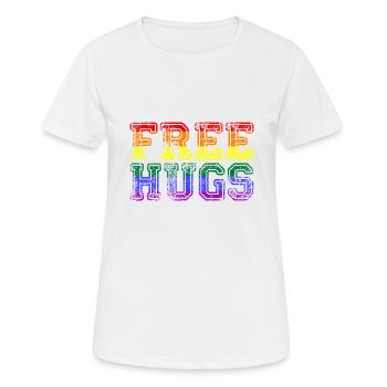 Free Hugs Gay Pride LGBTQ Rainbow CSD - Women's Breathable T-Shirt - white - Front - AI Model Female 172 dark (172cm)
