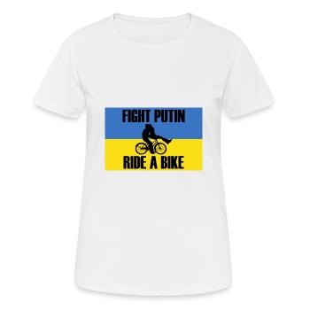 fight putin ride a bike ukraine peace - Women's Breathable T-Shirt - white - Front - AI Model Female 172 dark (172cm)