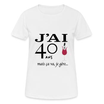 Femme 40 ans vin - T-shirt respirant Femme - blanc - Devant - AI Model Female 172 dark (172cm)