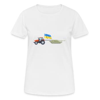 Un fermier ukrainien vole un tank tracteur Kiev - T-shirt respirant Femme - blanc - Devant - AI Model Female 172 dark (172cm)