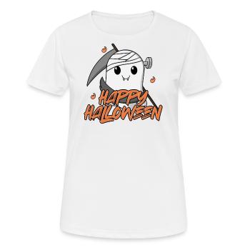 Happy Halloween - Niedlicher Geist - Frauen T-Shirt atmungsaktiv - Weiß - Vorne - AI Model Female 172 dark (172cm)