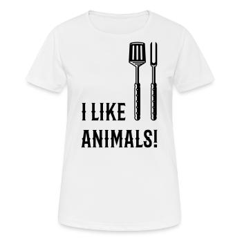 I Like Animals! (Grillbesteck / Black) - Frauen T-Shirt atmungsaktiv - Weiß - Vorne - AI Model Female 172 dark (172cm)