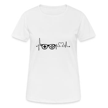 Herzlinie / Herzschlag - 3D-Brille schwarz - Frauen T-Shirt atmungsaktiv - Weiß - Vorne - AI Model Female 172 dark (172cm)