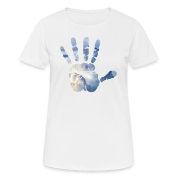 Mains-en-ciel - T-shirt respirant Femme - blanc - Devant - AI Model Female 172 dark (172cm)