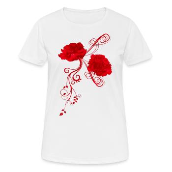 oeillet rouge oeillet rouge belle floral été floral - T-shirt respirant Femme - blanc - Devant - AI Model Female 172 dark (172cm)