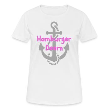Hamburger Deern - Frauen T-Shirt atmungsaktiv - Weiß - Vorne - AI Model Female 172 dark (172cm)