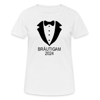 Bräutigam 2024 Hochzeit Ehe Junggesellenabschied - Frauen T-Shirt atmungsaktiv - Weiß - Vorne - AI Model Female 172 dark (172cm)
