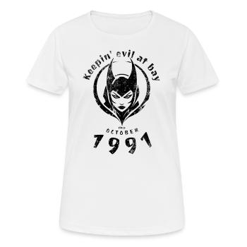 33. Geburtstag Keepin evil at bay since 10/1991 - Frauen T-Shirt atmungsaktiv - Weiß - Vorne - AI Model Female 172 dark (172cm)