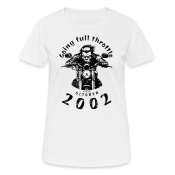22. Geburtstag Going full throttle since 10/2002 - Frauen T-Shirt atmungsaktiv - Weiß - Vorne - AI Model Female 172 dark (172cm)