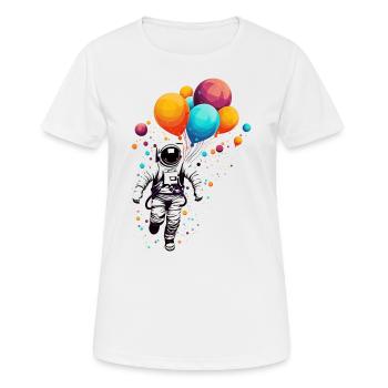 Astronaut with balloons, outer space, illustration, - Women's Breathable T-Shirt - white - Front - AI Model Female 172 dark (172cm)